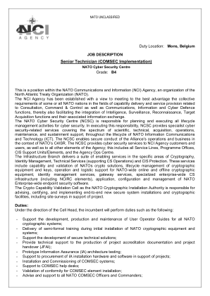 高级技术员（COMSEC 实施）- NCI 机构